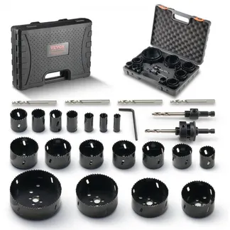 VEVOR Lochsäge Set Bimetall, 18-tlg. Lochblätter, 6 Lochbohrer Schnitttiefe 38 mm, Bimetall Lochsägensatz Bohrmaschine Zubehör, Profi Lochsägen zum Bohren von Holz, Eisen, Kunststoff und PVC usw. VEVOR Lochsäge Set Bimetall, 18-tlg. Lochblätter, 6 Lochbohrer Schnitttiefe 38 mm, Bimetall Lochsägensatz Bohrmaschine Zubehör, Profi Lochsägen zum Bohren von Holz, Eisen, Kunststoff und PVC usw.