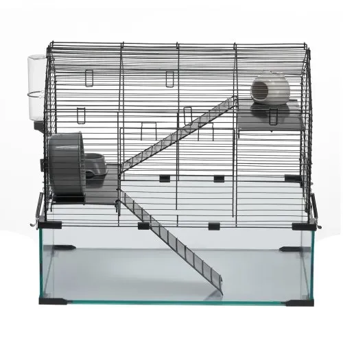 VEVOR Hamsterkäfig, 360°-Sicht, transparenter Hamsterlebensraum, Kleintierkäfig, 58x38x54 cm, belüfteter Mäusekäfig mit Wasserflasche, tragbares Hamsterhaus für Ratten, Meerschweinchen – Bild 9