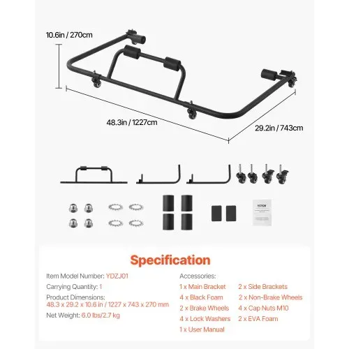 VEVOR Aufbewahrungswagen für Autodach beweglicher Wagen mit 3 verstellbaren Löchern und dicker Polsterung, Aufbewahrungsgestell mit Pulverbeschichtung, passend für Jeep Wrangler TJ JK – Bild 6