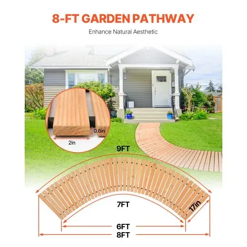 VEVOR Rollweg Gartenweg 253×43 cm, Ausrollbarer Holzweg, Gehweg aus Zedernholz mit Drahtseilverbindung, Holztritt, Gartentritt, dekorative Trittplatten für die Strandpromenade, Hinterhof, Terrasse VEVOR Rollweg Gartenweg 253×43 cm, Ausrollbarer Holzweg, Gehweg aus Zedernholz mit Drahtseilverbindung, Holztritt, Gartentritt, dekorative Trittplatten für die Strandpromenade, Hinterhof, Terrasse