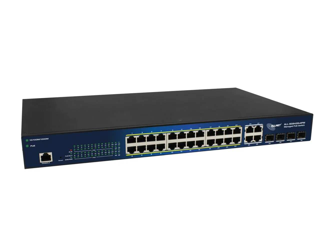 ALLNET Switch smart managed Layer2 24 Port • PoE Budget 370W • 24x PoE at • 4x SFP • 19" • ALL-SG8428v2PM – Bild 2