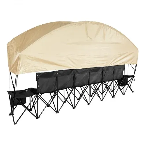 VEVOR tragbare Mannschaftsbank Sitzbank Campingbank (6 Personen) mit Seitentaschen & Tragetasche & Sonnenschutzdach, Klappbank mit Rückenlehne, Seitenbank für Fußball Baseball Outdoor Schwarz – Bild 9