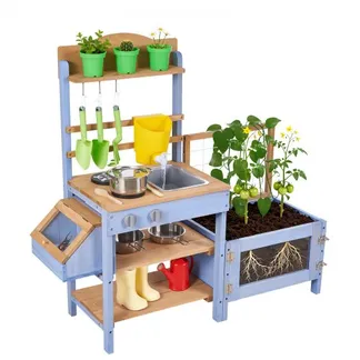 VEVOR Spielküche, Kinderküche, Spielzeugküche aus Holz mit Pflanzkasten, Wassertank, Spülbecken, Kochgeschirr & Zubehör, Holzküche für Rasen & Garten, für Kinder ab 3 Jahren, 1060x370x995mm VEVOR Spielküche, Kinderküche, Spielzeugküche aus Holz mit Pflanzkasten, Wassertank, Spülbecken, Kochgeschirr & Zubehör, Holzküche für Rasen & Garten, für Kinder ab 3 Jahren, 1060x370x995mm