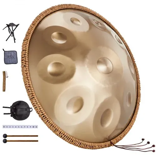 VEVOR Handpan, 55 cm, 10 Noten, D-Moll-Handtrommel, Drum-Instrument mit Schlägeln, 432-Hz-Handpan-Ständer & Tragetasche, Heilende Klangtrommel aus Stahl, Schlaginstrumente für Erwachsene & Anfänger – Bild 8