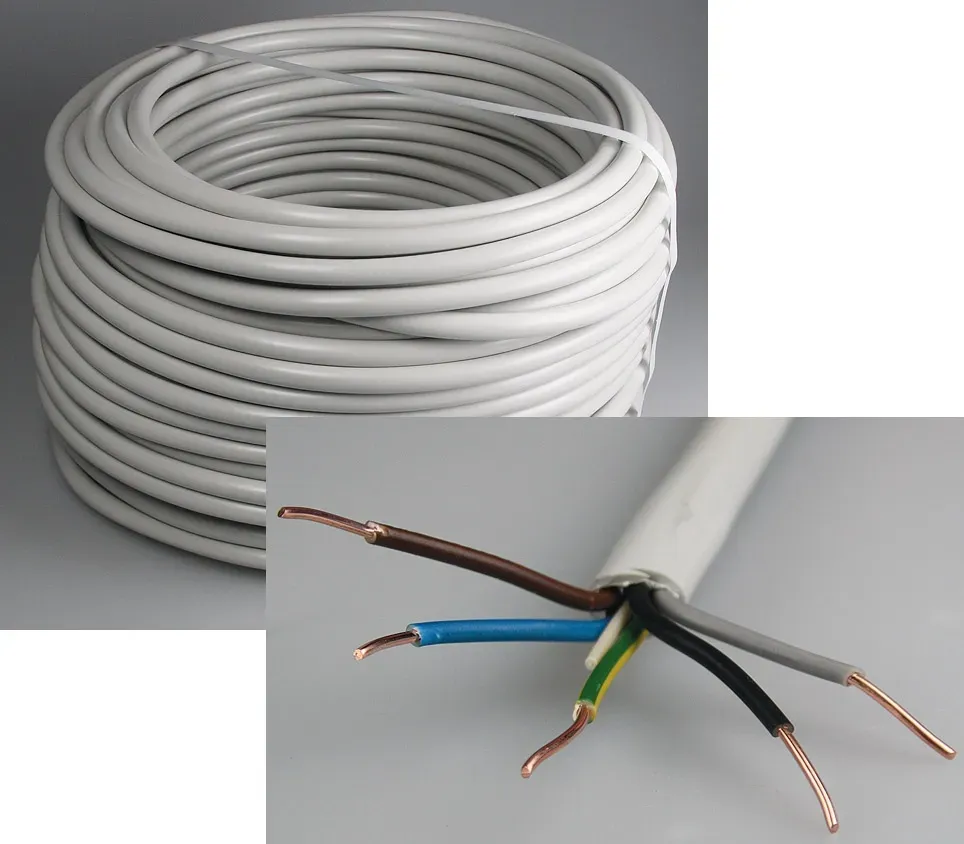 Stromleitung “NYM-J”, 50m, isoliert 5G2,5, grau, Außen-Ø 8,2mm, Ring Stromleitung “NYM-J”, 50m, isoliert 5G2,5, grau, Außen-Ø 8,2mm, Ring