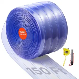 VEVOR Streifenvorhang, 150′ Länge, 8″ Breite, 0,08″ Dicke, durchsichtige gerippte Kunststoff-Türstreifen, PVC-Streifenvorhang-Tür-Großrolle für Lagerhallen, Fabriken, Supermärkte, Einkaufszentren, Hallen, Garagen VEVOR Streifenvorhang, 150′ Länge, 8″ Breite, 0,08″ Dicke, durchsichtige gerippte Kunststoff-Türstreifen, PVC-Streifenvorhang-Tür-Großrolle für Lagerhallen, Fabriken, Supermärkte, Einkaufszentren, Hallen, Garagen