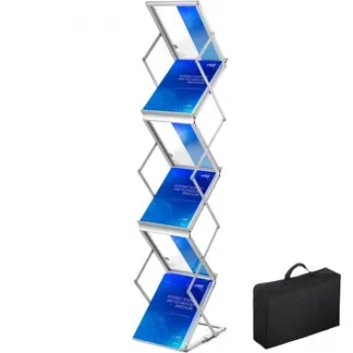 VEVOR Literaturständer, 6 Taschen, Pop-Up-Aluminium-Magazinständer, leichter Kataloghalter, Ständer mit Tragetasche für Wohnzimmer, Hotel, Messe, Ausstellung, Büro VEVOR Literaturständer, 6 Taschen, Pop-Up-Aluminium-Magazinständer, leichter Kataloghalter, Ständer mit Tragetasche für Wohnzimmer, Hotel, Messe, Ausstellung, Büro