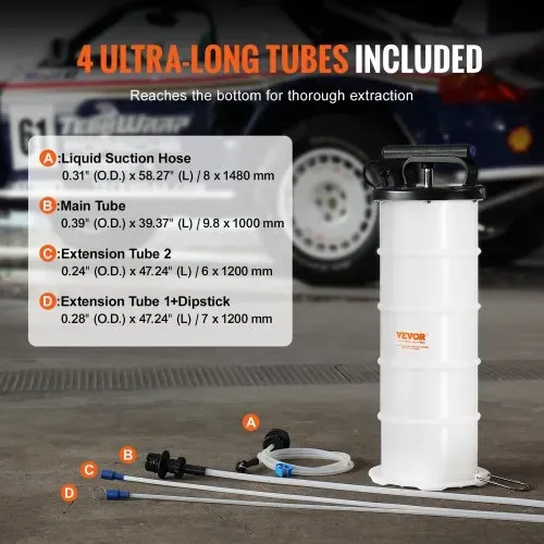VEVOR Ölabsaugpumpe 6,5L Manuell Ölabsauggerät Ø200x550mm Ölwechselpumpe Auto Absaugpumpe Handpumpe Flüssigkeitsabsaugpumpe Geeignet zum Absaugen von Motoröl Getriebeöl Bremsflüssigkeit – Bild 3