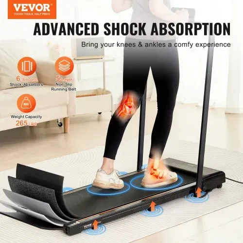 VEVOR Walking Pad Laufband unter den Schreibtisch, Laufband zum Arbeiten, klappbares Laufband mit 120 kg Tragkraft, tragbares 2 in 1 Pad mit 2,5 PS, Griffstange Fernbedienung LED-Anzeige 1-10 km/h VEVOR Walking Pad Laufband unter den Schreibtisch, Laufband zum Arbeiten, klappbares Laufband mit 120 kg Tragkraft, tragbares 2 in 1 Pad mit 2,5 PS, Griffstange Fernbedienung LED-Anzeige 1-10 km/h
