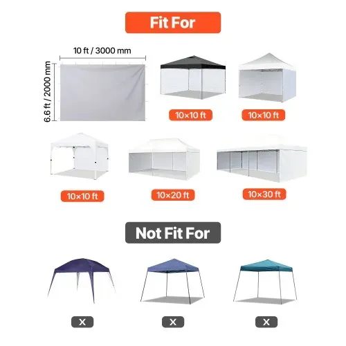 VEVOR 3x Seitenwände für Pavillon, Seitenteile für 3 x 3 m Faltpavillon, Wasserfeste Seitenplanen mit Sonnenschutz PU-Beschichtung, Seitenwand mit Reißverschluss für Outdoor-Events Marktstände, Weiß VEVOR 3x Seitenwände für Pavillon, Seitenteile für 3 x 3 m Faltpavillon, Wasserfeste Seitenplanen mit Sonnenschutz PU-Beschichtung, Seitenwand mit Reißverschluss für Outdoor-Events Marktstände, Weiß