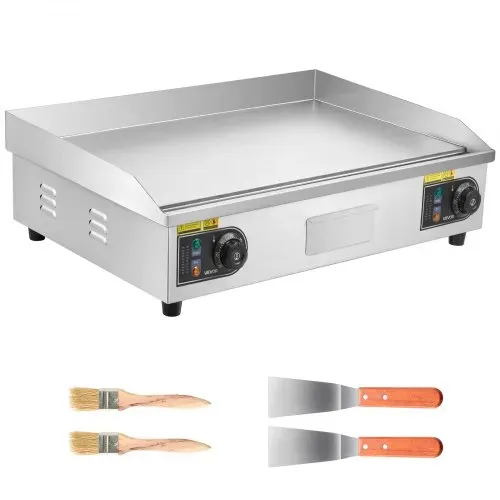 VEVOR Gewerbliche Elektrische Grillplatte 4400 W, Tischgrillplatte 725x400 mm Grillfläche, 50–300 °C Elektrogrill mit 2 Spateln & 2 Bürsten & 4 Fußpolstern, für Steaks Pfannkuchen Pizza, Ohne Stecker – Bild 8