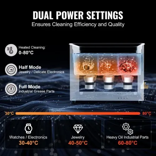 VEVOR 1 5L Ultraschallreiniger, 360 W digitales Ultraschallreinigungsgerät mit Schonmodus, 40 kHz industrieller Ultraschallreiniger mit Heizung und Timer für Halter, Schmuck, Werkzeuge – Bild 3