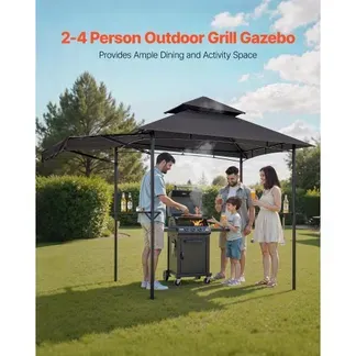 VEVOR Grillpavillon, 2430x1500x500mm, Grillüberdachung für Außengrill, 2-stufige BBQ-Gazebo-Überdachung, Doppeldach Gartenpavillon mit zusätzlicher Markise, für Terrasse, Hof & Garten VEVOR Grillpavillon, 2430x1500x500mm, Grillüberdachung für Außengrill, 2-stufige BBQ-Gazebo-Überdachung, Doppeldach Gartenpavillon mit zusätzlicher Markise, für Terrasse, Hof & Garten