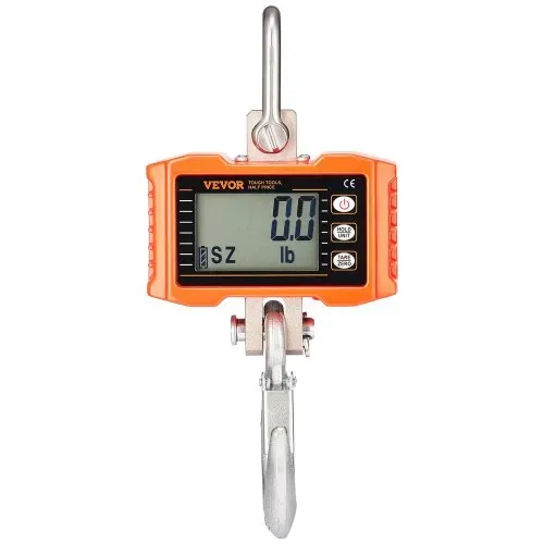 VEVOR Industrielle Hängewaage, 1000 kg, robuste digitale Kranwaage mit Fernbedienung, Lastenwaage, Gehäuse aus Aluminiumguss, hochpräzises LCD-Display für Bau, Fabrik, Bauernhof, Jagd, Orange – Bild 9