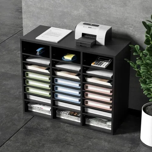 VEVOR Briefablage Schreibtisch Organizer 997 x 305 x 680 mm, 2,3–5,6 cm Einstellbar A4 Stapelbar Quer, Papierablage, Aufbewahrung Schreibtisch Ablagesystem Organisation, Ablage (Schwarz, 3 x 8 Fächer) – Bild 7