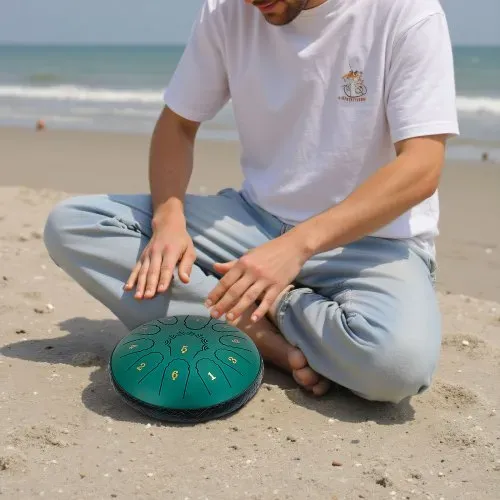 VEVOR Zungentrommel, 165 mm, 11 Tönen Regentrommel, D-Dur Musiktrommeln mit Notenbuch & Schlägeln, Steel Tongue Drum, Steel Pan, für Meditation Yoga Anfänger Musikunterricht, Grün – Bild 7