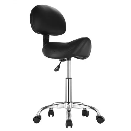 VEVOR Sattelhocker Rollhocker 204 kg belastbarer höhenverstellbarer (84-100 cm) Drehhocker Arbeitshocker mit Rückenlehne, ergonomischer PU-Leder-Drehsattelstuhl für Salon Spa Massage Klinik – Bild 8