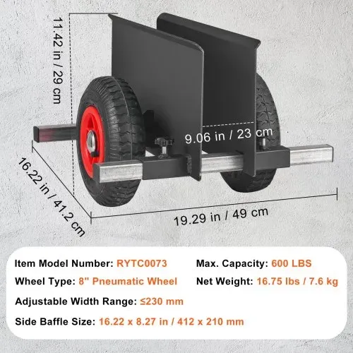 VEVOR Plattenwagen, Plattenwagen mit einer Kapazität von 272,16kg, Hochleistungs-Trockenbauwagen mit 20,32 cm Lufträdern, Plattenwagen mit verstellbarer Klemme für Trockenbauplatten, Materialtransport, – Bild 6