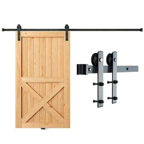 VEVOR 244cm Schiebetürbeschlag I-förmig Schiebetürsystem mit 2-teiligen Schienen 150kg Tragfähigkeit Laufschiene Ideal für Schiebetüren mit Türstärke von 32-45mm, Türbreite von 1,12-1,32m – Bild 8