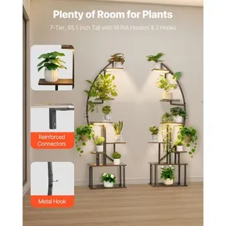 VEVOR Pflanzenständer mit Wachstumslichtern 2er Pack, 7-stufiger Blumenständer, Blumentreppe, Pflanzentreppe, 3 Timer- & 10 Helligkeitsstufen, Blumenregal für das Wohnzimmer, 550x260x1665mm VEVOR Pflanzenständer mit Wachstumslichtern 2er Pack, 7-stufiger Blumenständer, Blumentreppe, Pflanzentreppe, 3 Timer- & 10 Helligkeitsstufen, Blumenregal für das Wohnzimmer, 550x260x1665mm