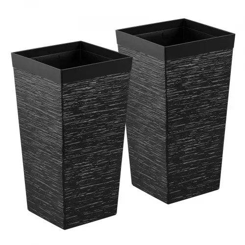 VEVOR Pflanztopf 300x300x580 mm 2er-Set, Blumentopf, Blumenkübel, PP-Pflanzgefäß, Planzkübel, Pflanzkasten mit Innentopf & Abflusslöchern, Geeignet für Zimmer- & Gartenpflanzen, Schwarz – Bild 8