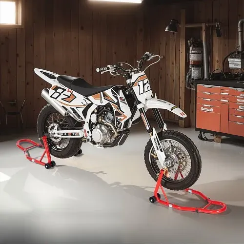 VEVOR Motorrad-Ständerlift (385 kg belastbar) vorne und hinten Doppelgabelständer, hinterer U+L-Gabel-Schwingarm-Spulenständer, für die meisten Motorräder von Yamaha Honda Kawasaki Suzuki, rot – Bild 7