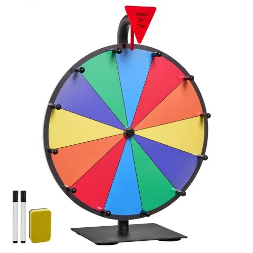 VEVOR Glücksrad Drehrad (305 mm) 12 Slots Glücksrad mit Ständer, Lotteriespiele Gewinn-Roulette mit Tafelschwamm und 2 Markern, 6 Farben, Spinning Prize Wheel ideal für Party Kneipe Messe VEVOR Glücksrad Drehrad (305 mm) 12 Slots Glücksrad mit Ständer, Lotteriespiele Gewinn-Roulette mit Tafelschwamm und 2 Markern, 6 Farben, Spinning Prize Wheel ideal für Party Kneipe Messe