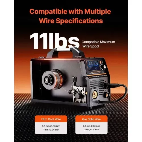 VEVOR MIG-Schweißgerät, 160 A Welder, synergetische MIG-Schweißmaschine, 4-in-1-Gas/MIG/MMA/Lift TIG-Mehrprozess-Schweißer mit IGBT-Wechselrichtertechnologie und LCD-Bildschirmanzeige – Bild 5