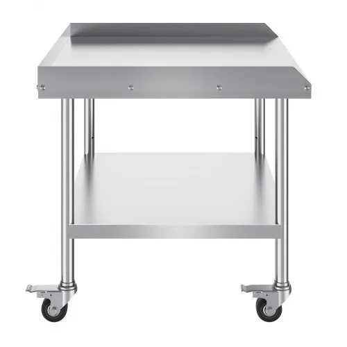 VEVOR Arbeitstisch aus Edelstahl, gewerblicher Arbeitstisch zur Lebensmittelzubereitung mit 4 Rädern, Lenkrollen, 3-seitiger Spritzschutz, 762 x 914 x 762 mm Arbeitstisch für Restaurants, Hotels – Bild 8