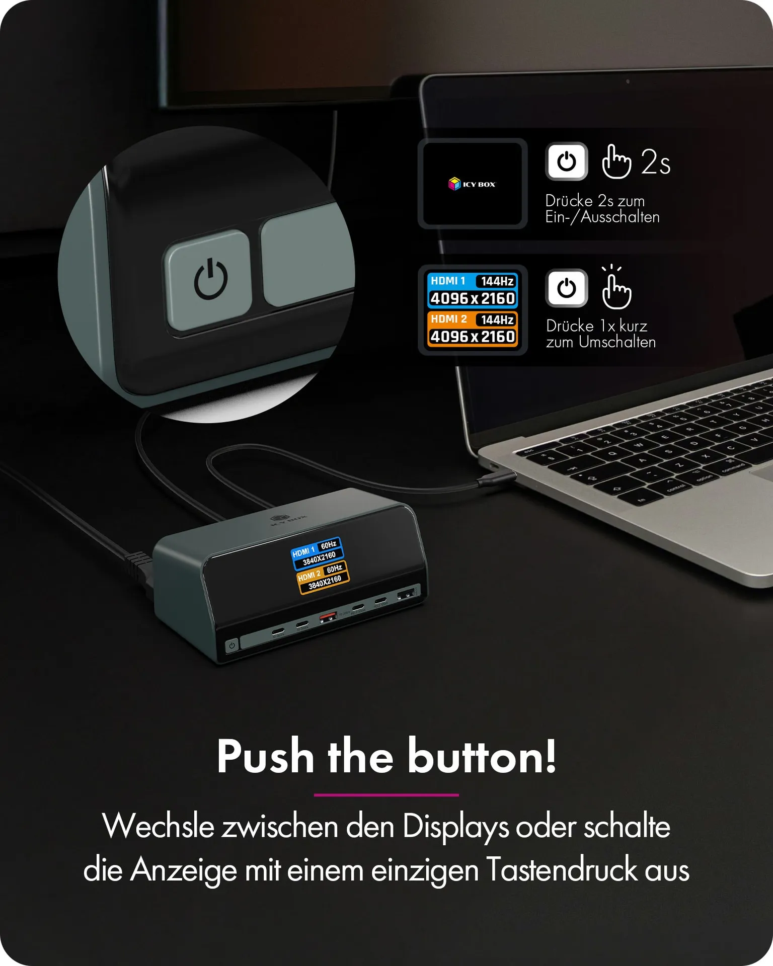 ICY BOX Heart Dock 2300, 11-in-1 DockingStation mit zwei Videoausgängen und LCD-Display – Bild 7