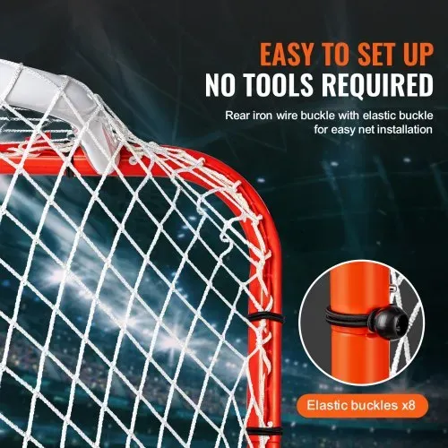VEVOR Hockeytor Streethockeynetz, Straßenhockey-Tor Hockeynetz, 183 x 64 x 122 cm Hockey-Trainingstor-Set, offizielles Profi Indoor/Outdoor-Hockeytor aus Stahlrohren mit Netz, weiß/rot, Training – Bild 4