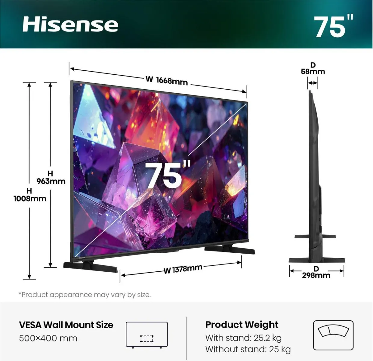 Hisense 75 '' E7S Pro | Hi-QLED Smart TV 4K 144 Hz – Bild 2