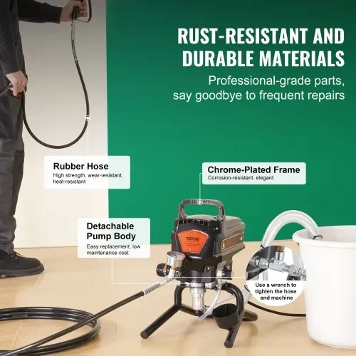 VEVOR Tragbares Airless-Farbspritzgerät, 950 W, 3000 psi, Hocheffizientes Elektrisches Spritzgerät, Farbspritzgeräte Spritzlackiermaschine Hochdruck-Airless-Farbsprühsystem mit 15 m Schlauchlänge – Bild 4