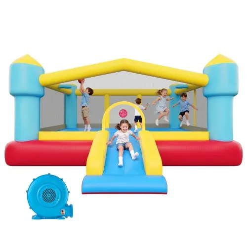 VEVOR Aufblasbare Hüpfburg (448 x 420 x 207 cm) für Kinder mit Rutsche & Basketballkorb & Zielspiel & Hüpfbereich, Bietet Platz für 3-4 Kinder (im Alter von 3-8 Jahren) Outdoor Indoor Party VEVOR Aufblasbare Hüpfburg (448 x 420 x 207 cm) für Kinder mit Rutsche & Basketballkorb & Zielspiel & Hüpfbereich, Bietet Platz für 3-4 Kinder (im Alter von 3-8 Jahren) Outdoor Indoor Party