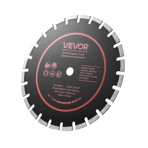 VEVOR 3 Stk. Diamanttrennscheiben 359mm, Diamant-Sägeblätter mit 25,4mm Bohrung & 11,8mm Segmenthöhe, Max. 4800 U/min Diamantscheiben für Trocken/Nass Schneiden, Trennscheibe für Beton Mauerwerk Stein – Bild 9