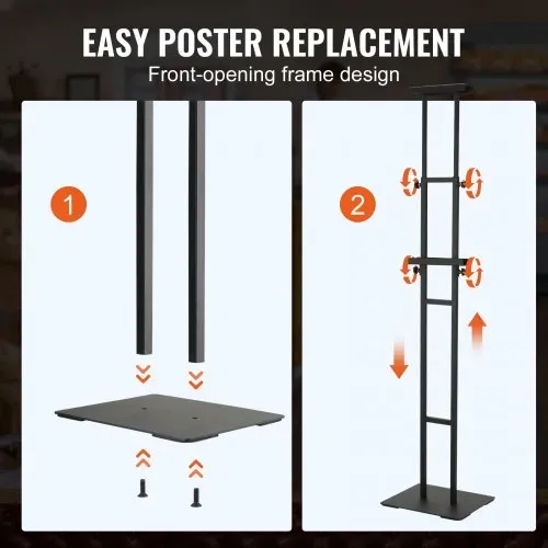 VEVOR Posterständer, höhenverstellbar bis zu 190,5 cm, doppelseitiger, robuster Sockel-Schilderhalter, bodenstehender Schilderhalter, Bannerständer mit stoßdämpfender Basis zur Präsentation, für Tafel – Bild 5