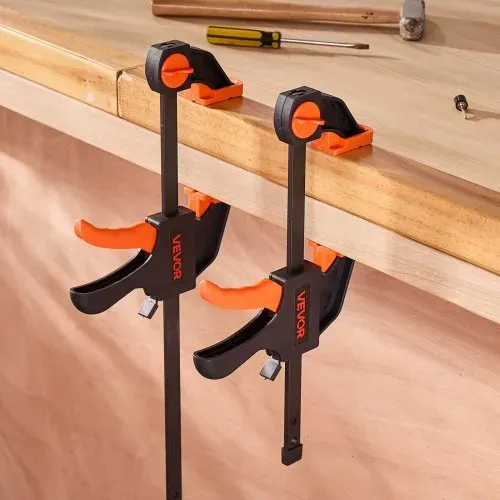 VEVOR Stangenklemmen für Holzbearbeitung 4 Stk. (30,48 cm / 15,24 cm Öffnung), Quick-Grip F-Klemme mit 70 kg Belastungsgrenze, 70 mm Tiefe, Klemmen aus Kunststoff & Stahl, Metallbearbeitung – Bild 8