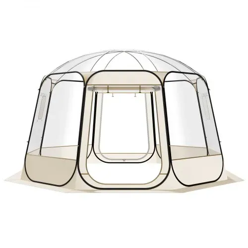 VEVOR Pop-up-Bubble-Zelt, 366 x 345 x 220 cm, transparentes Campingzelt, Garten-Kuppel-Iglu-Zelt mit Fenstern, Sportzelt, 540°-Panoramablick, für 10–12 Personen, Terrasse, Hinterhof – Bild 9