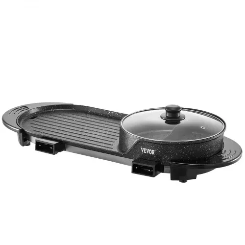 VEVOR Hot Pot mit Grill, 2200 W 2 in 1 elektrischer rauchfreier Grill und Hot Pot, koreanischer BBQ Shabu Feuertopf mit separater doppelter Temperaturregelung & antihaftbeschichteter Pfannen – Bild 10