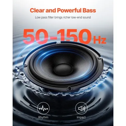 VEVOR Untersitz Auto Subwoofer 400 W 203 mm schlanker Auto Subwoofer mit Stromversorgung, Subsystem mit eingebautem Verstärker, Hoch-/Niedrigpegel-Eingang und Lautstärkeregler für SUVs Lkws – Bild 3