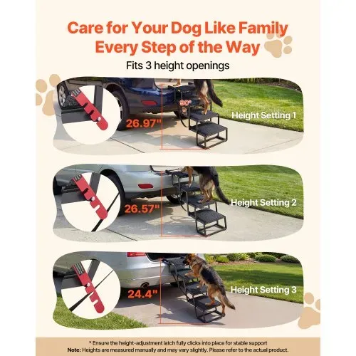 VEVOR Hundetreppe Auto Klappbar 4-Stufig, Extra Breite Hunderampe für Große Hunde mit Weichem Filzteppich, Tragbare Einstiegshilfe für Auto, SUV, LKW, Hochbett, Sofa, Tragkraft bis 90 kg VEVOR Hundetreppe Auto Klappbar 4-Stufig, Extra Breite Hunderampe für Große Hunde mit Weichem Filzteppich, Tragbare Einstiegshilfe für Auto, SUV, LKW, Hochbett, Sofa, Tragkraft bis 90 kg