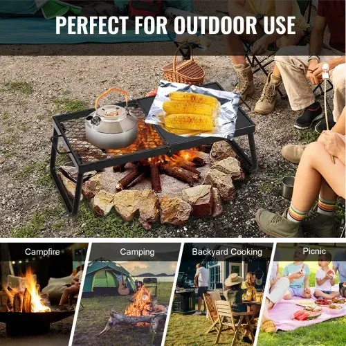 VEVOR BBQ Gills Holzkohlegrill Klappgrill Tischgrill 570 x 285 x 230 mm, 6 kg Belastbar Tragbarer Reisegrill Outdoor Campinggrill 300 ℃, Grillgitter + Grillplatte für Gartenpartys, Picknick, Terasse – Bild 5