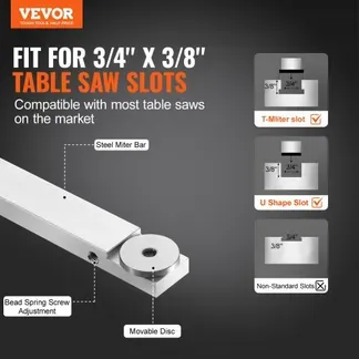 VEVOR Gehrungsanschlag, Standardschlitz 19 x 10 mm, Aluminiumlegierung mit 48-89 cm Rasterung, 15 Winkelanschlägen, verstellbarem Kolben und abnehmbarer Scheibe, für die Holzbearbeitung VEVOR Gehrungsanschlag, Standardschlitz 19 x 10 mm, Aluminiumlegierung mit 48-89 cm Rasterung, 15 Winkelanschlägen, verstellbarem Kolben und abnehmbarer Scheibe, für die Holzbearbeitung