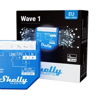 Shelly · Unterputz · „Wave 1“ · Relais · max 16A · 1 Kanal · Z-Wave Shelly · Unterputz · „Wave 1“ · Relais · max 16A · 1 Kanal · Z-Wave