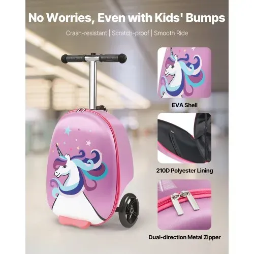 VEVOR Scooter Koffer, 20 L Fassungsvermögen, Reisekoffer mit Flash-PU-Rädern, TPR-Anti-Rutsch-Griff, max. Gewichtskapazität 50 kg, Kinderkoffer Handgepäck, für Kinder ab 5 Jahren, Lila VEVOR Scooter Koffer, 20 L Fassungsvermögen, Reisekoffer mit Flash-PU-Rädern, TPR-Anti-Rutsch-Griff, max. Gewichtskapazität 50 kg, Kinderkoffer Handgepäck, für Kinder ab 5 Jahren, Lila