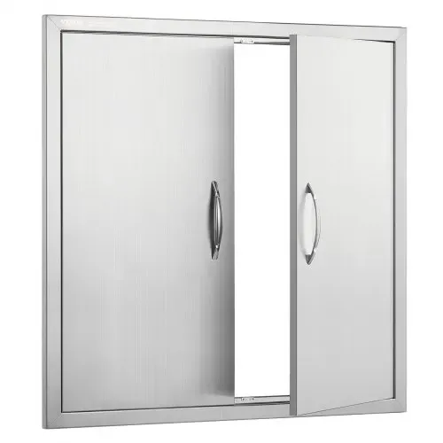 VEVOR Grill-Zugangstür, 790 x 790 x 46 mm, Doppelte Außenküchentür, Flächenbündig montierte Edelstahltür, Vertikale Wandtür mit Griffen, für Grillinsel, Grillstation, Außenschrank usw. – Bild 8