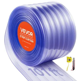 VEVOR PVC-Streifenvorhang, 30,8 x 0,3 m, Lamellenvorhang, Meterware, -20 °C bis 60 °C Vorhangstreifen für Türen von Supermärkten, Garagen, Lagerhallen, Scheunen & Tierställen, gerippt VEVOR PVC-Streifenvorhang, 30,8 x 0,3 m, Lamellenvorhang, Meterware, -20 °C bis 60 °C Vorhangstreifen für Türen von Supermärkten, Garagen, Lagerhallen, Scheunen & Tierställen, gerippt