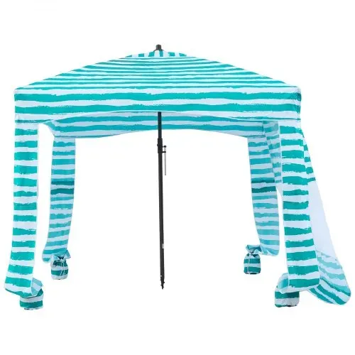 VEVOR Strand-Cabana 183 x 183 cm Strandüberdachung mit Seitenwand, UPF 50+ Sonnenschutz, Strandpavillon mit Sandsäcken, tragbarer Sonnenschutz Sonnenschirm für Familie, grüne Streifen – Bild 9
