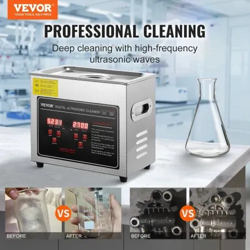 VEVOR Ultraschallreiniger Ultraschall Edelstahl-Reinigungsgerät 150 W, 3 L Ultraschallreinigungsgerät mit Digitaler Anzeige 0-30 Min, Reinigung Ultraschall für Schmuck, Brillen, Uhren usw. VEVOR Ultraschallreiniger Ultraschall Edelstahl-Reinigungsgerät 150 W, 3 L Ultraschallreinigungsgerät mit Digitaler Anzeige 0-30 Min, Reinigung Ultraschall für Schmuck, Brillen, Uhren usw.
