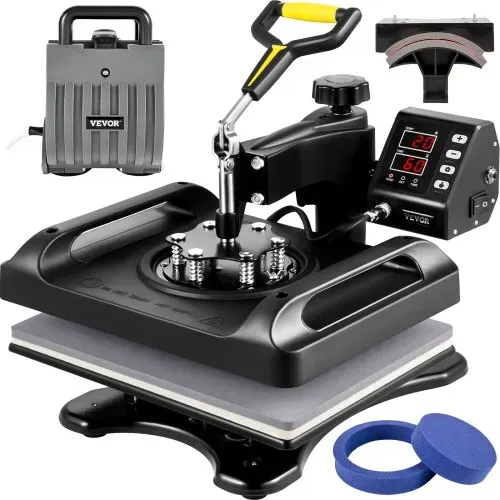 VEVOR Transferpresse 5 in 1 T-Shirt Druckmaschine 29 x 38 cm Transferpresse 1000W Textilpresse Druckmaschine mit 1,5 m Kabellänge für Übertragung von Mustern auf T-Shirts Kappen, Becher Schwarz VEVOR Transferpresse 5 in 1 T-Shirt Druckmaschine 29 x 38 cm Transferpresse 1000W Textilpresse Druckmaschine mit 1,5 m Kabellänge für Übertragung von Mustern auf T-Shirts Kappen, Becher Schwarz